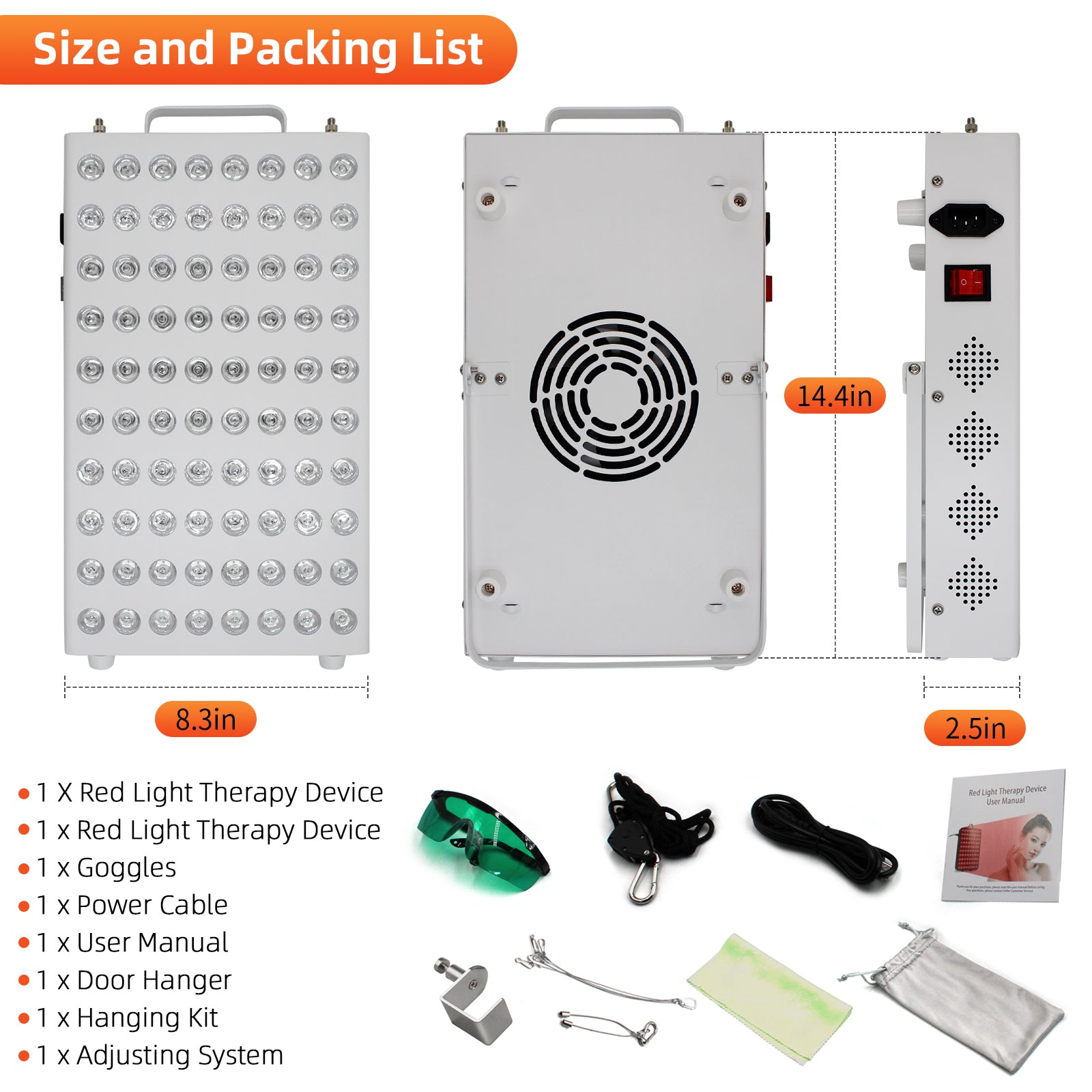 Red Light Therapy Panel 80LEDs 160Chips