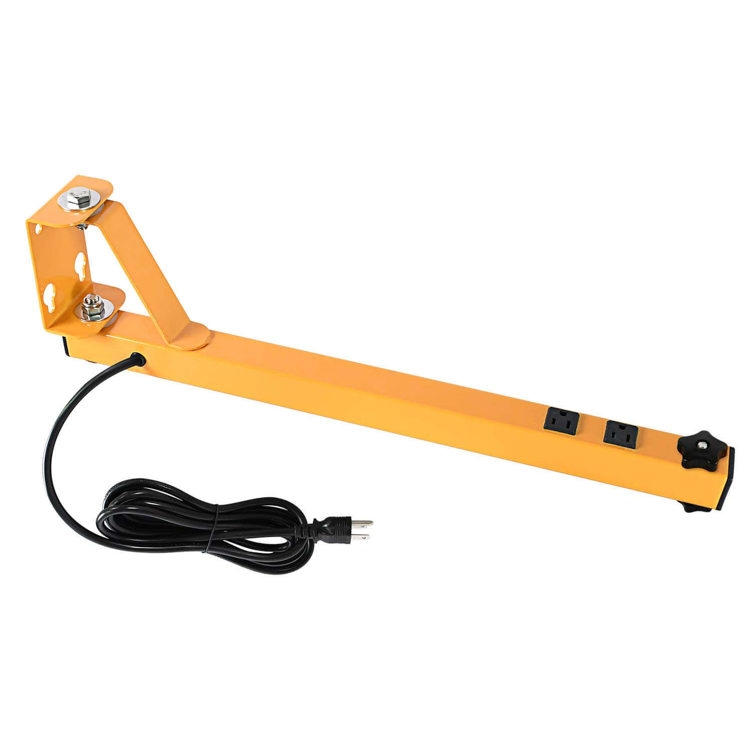 MCWOFI 24IN Mounting Arm for Loading Dock Light Fan Arm,Used with All Available Dock Light/ Fan Modular Light Head Options, 7ft Cordset, 120 Volt, Yellow with 2 Sockets
