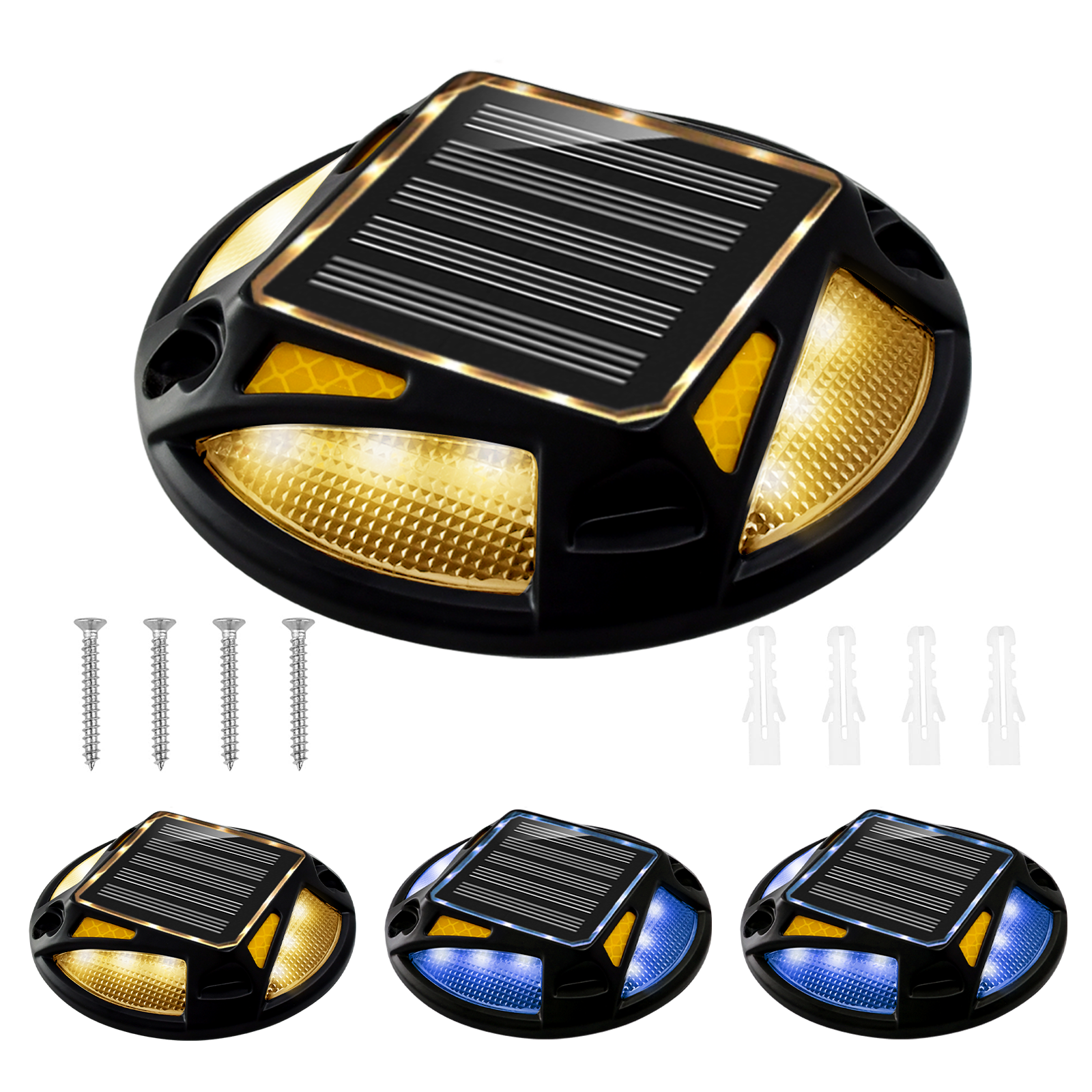 Solar Driveway Lights , Deck Lights , 2 Colors in 1, IP68 Waterproof