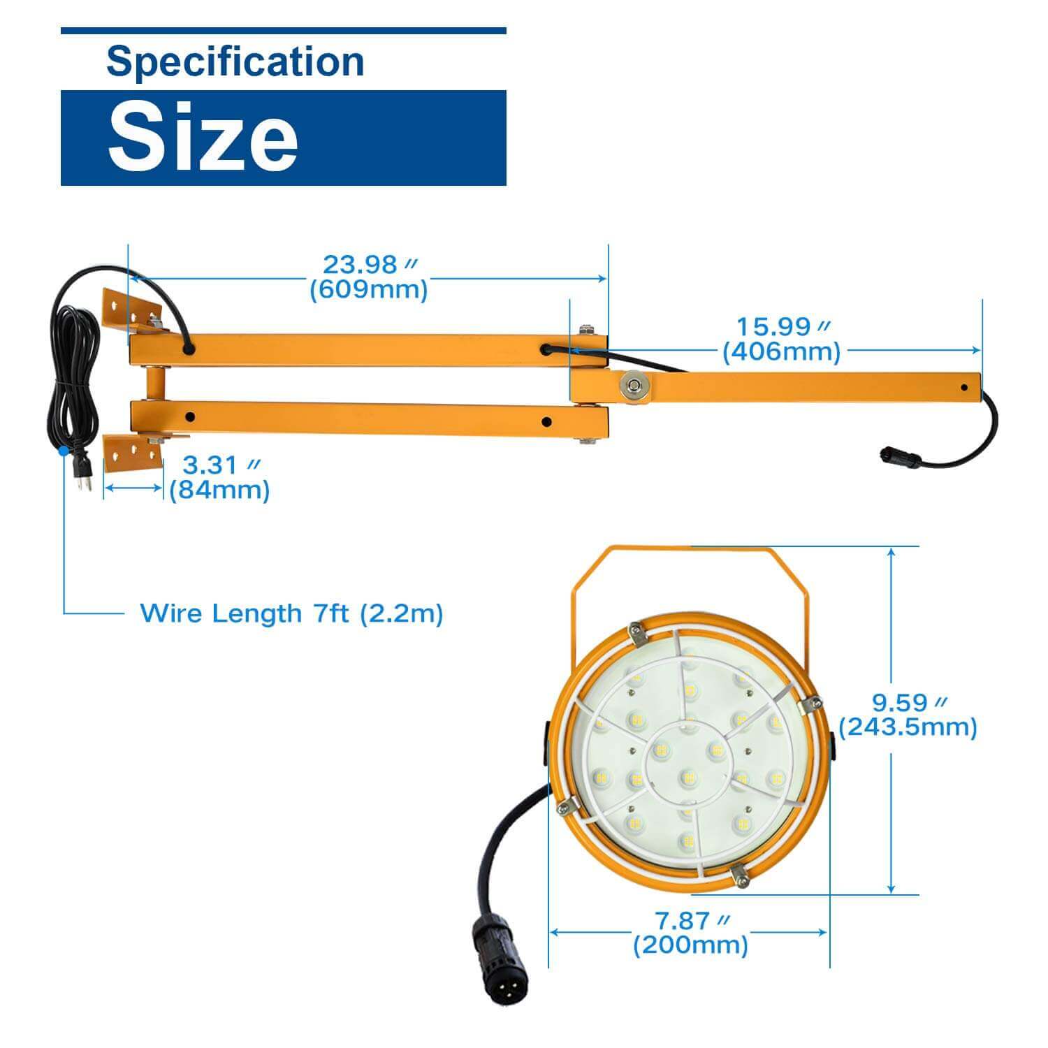 Mcwofi led loading dock lamp, the light source can illuminate the longest carriage, and the super large light source can be used as warehouse lamp, dock loading and unloading lamp, site lamp, work lamp, emergency lamp and courtyard lighting, which can be installed and disassembled