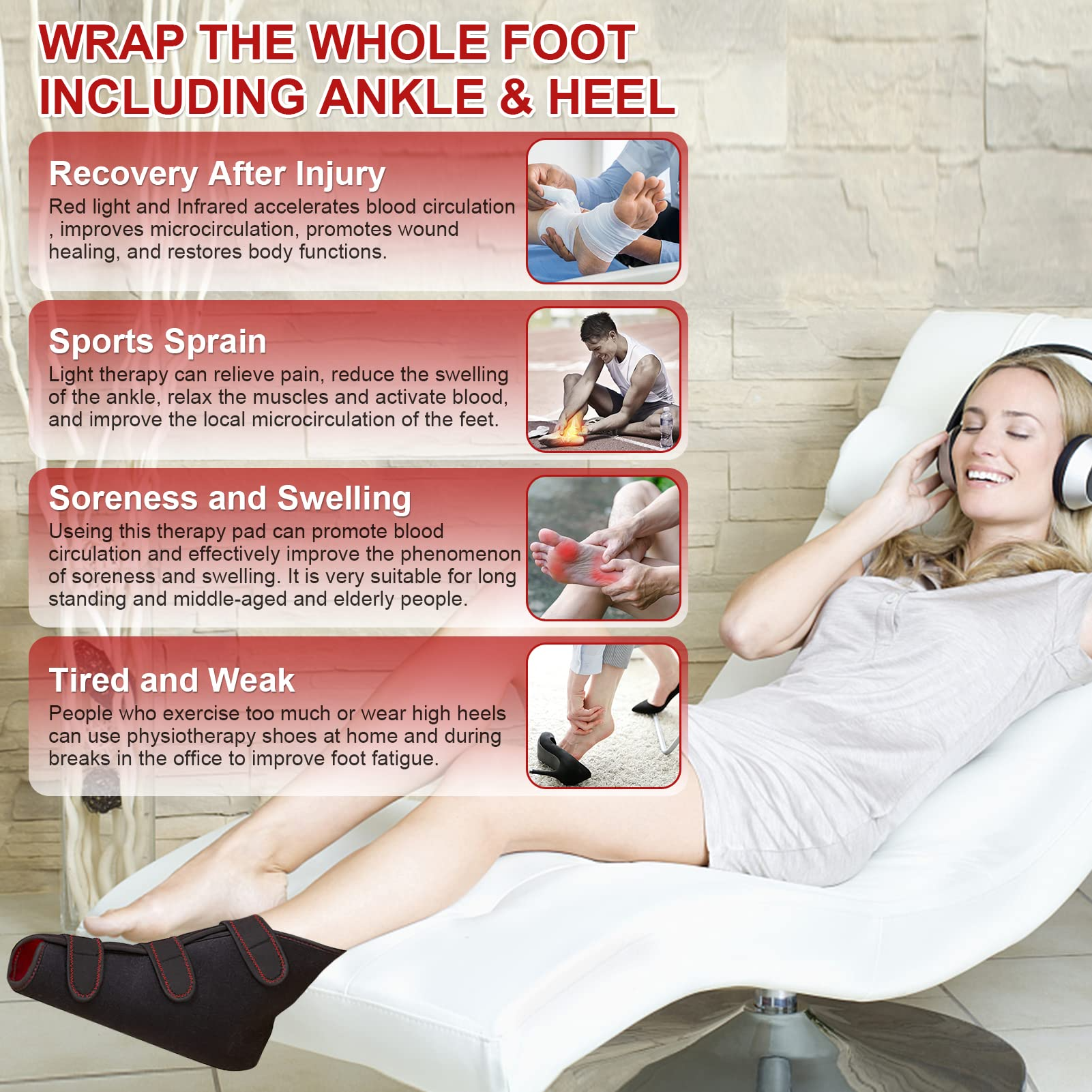 Red light and infrared light therapy for the feet